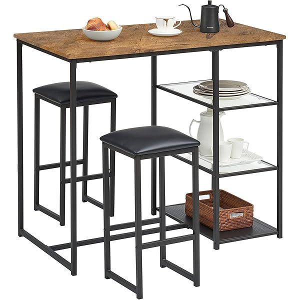 juego de mesa de comedor con mesa de vidrio para 4, Negro