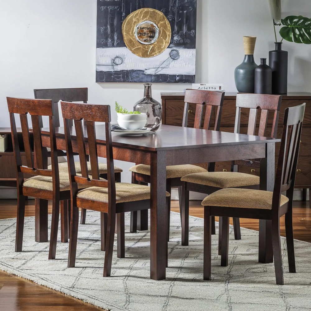 Juego de Comedor Louis 6 Sillas Mesa Rectangular 90x94x140 cm Capuccino