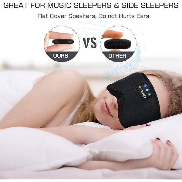 Auriculares para dormir, máscara para dormir 3D con Bluetooth, máscara para dormir con música inalámbrica, auriculares para dormir para quienes duermen de lado