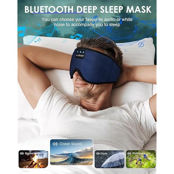 Auriculares para dormir, máscara para dormir 3D con Bluetooth, máscara para dormir con música inalámbrica, auriculares para dormir para quienes duermen de lado