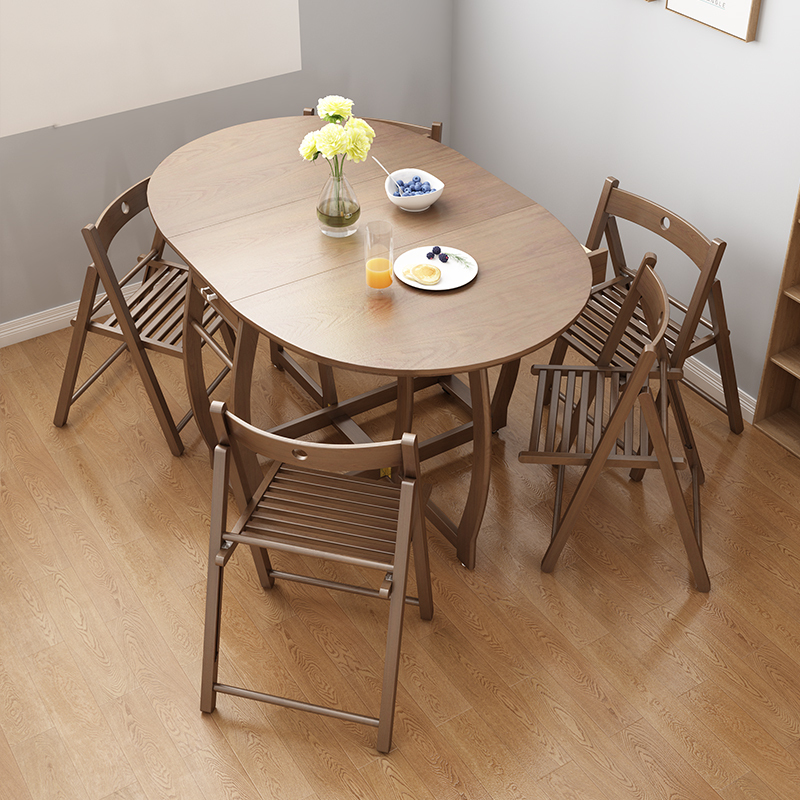 Mesa de comedor plegable Mesa de comedor pequeña Mesa de comedor redonda telescópica y deformable Juego de sillas y mesa de comedor para ahorrar espacio