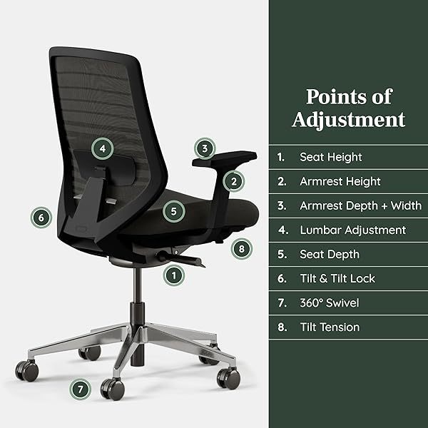 Silla ergonómica: una silla de escritorio versátil con soporte lumbar ajustable, respaldo de malla transpirable y ruedas suaves