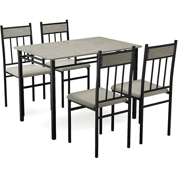 Comedor de cocina de 5 piezas, moderno, incluye 1 mesa rectangular con respaldo alto y 4 sillas