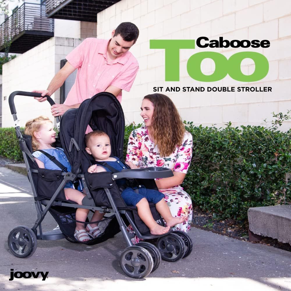 JOOVY Caboose Too - carriola de tándem de pie (grafito), color negro