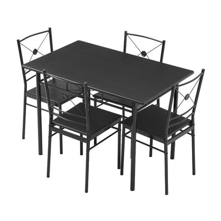 Juego de comedor  Negro con 4 sillas
