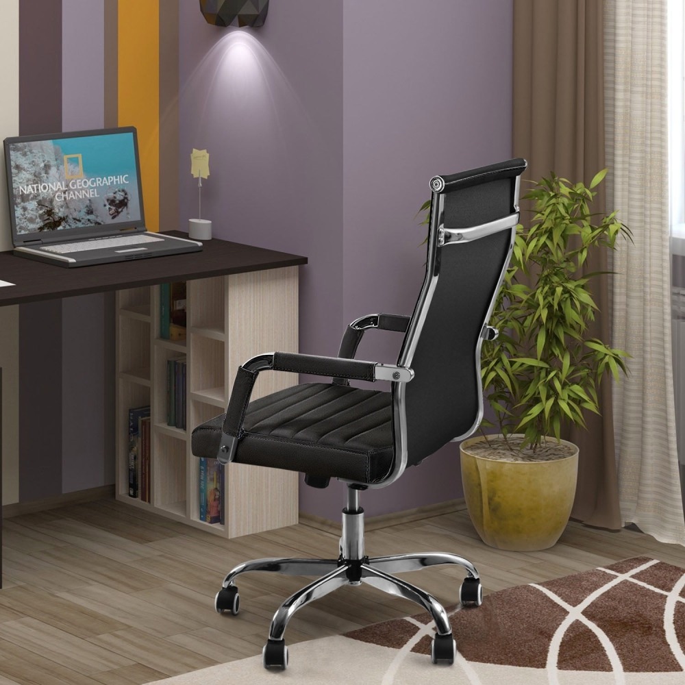 Silla de Trabajo con Brazos - Piel Imitación Cuero - Ideal para Oficina/Reuniones