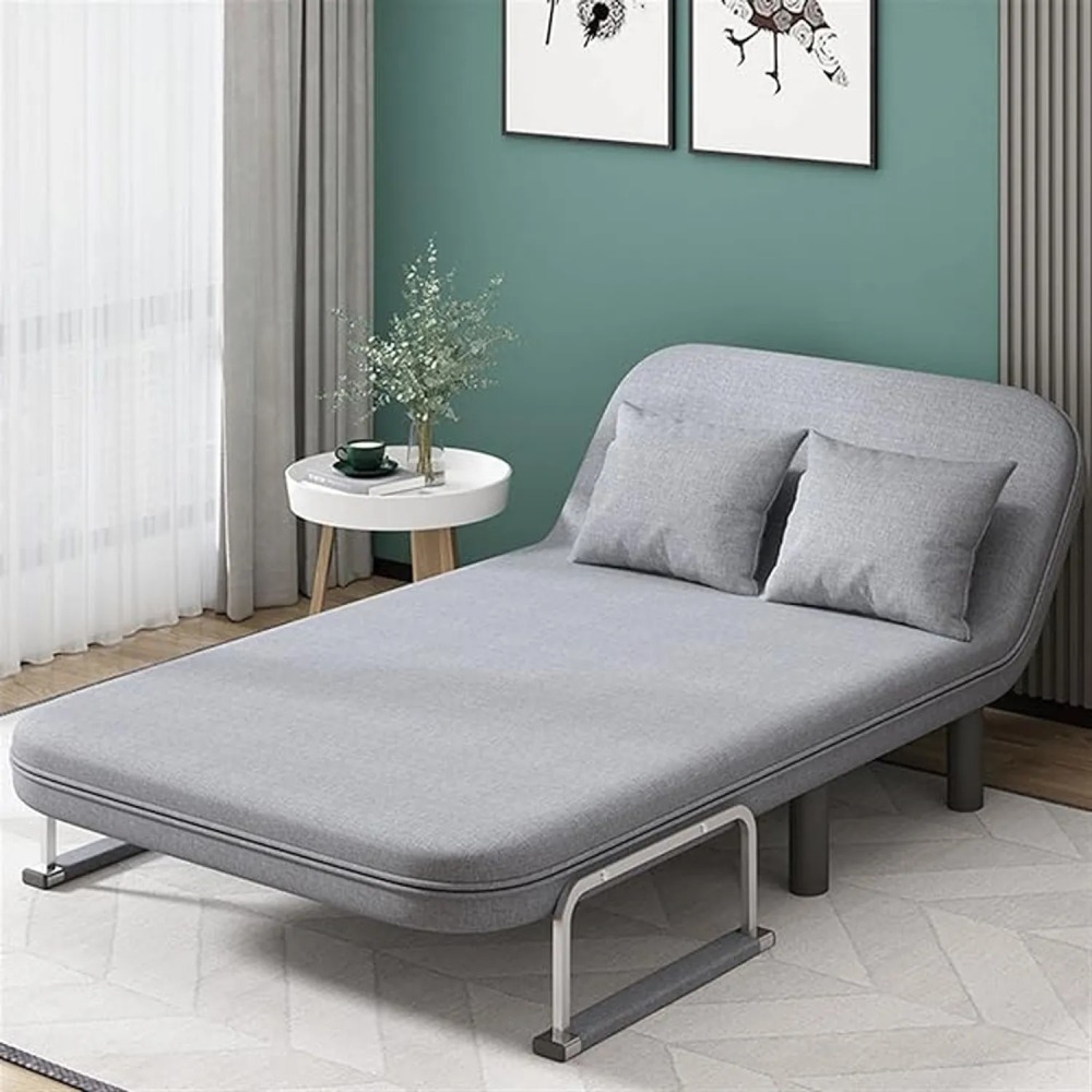 Sofá Cama 120×190cm Tejido De Algodón Y Lino Almacenaje