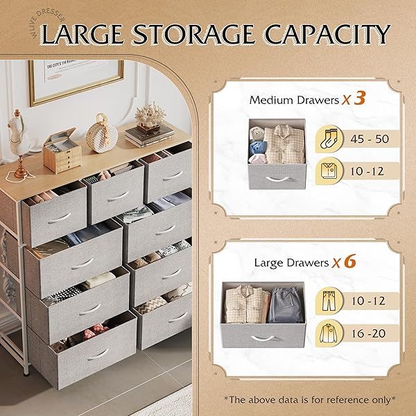 Cómoda con cajones, torre de almacenamiento de tela para dormitorio, entrada, armario, unidad organizadora de arcón alto con contenedores de tela, estructura de acero,