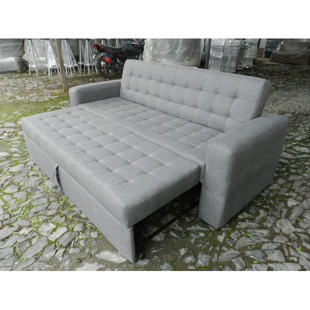 Sofá cama Matrimonial Moderno Plegable en Lino Gris Claro Sofa cama Matrimonial en Lino
