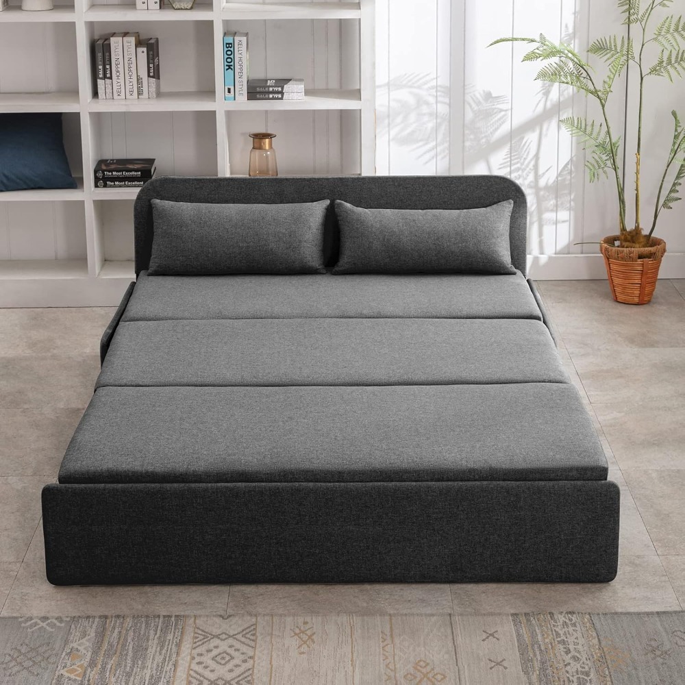 Sofá cama Queen plegable, colchón convertible, sofá cama doble plegable con 2 cojines, sofá cama