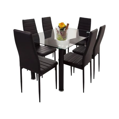 Juego de Comedor  Vidrio 6 Sillas Negro
