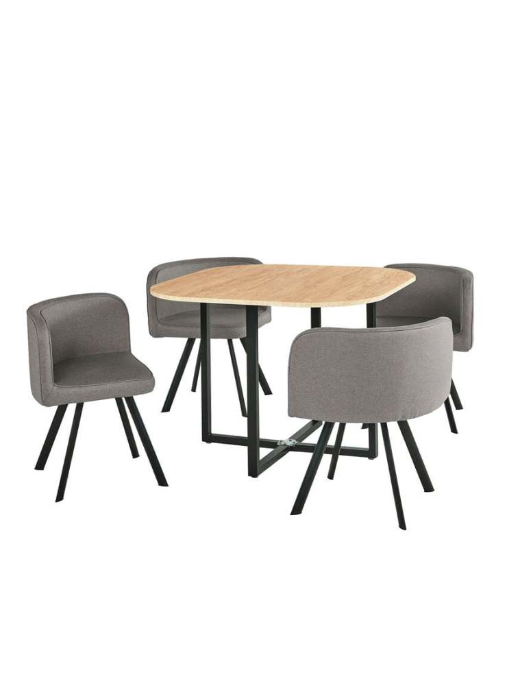 Juego de Comedor Nat + 4 Sillas Gris