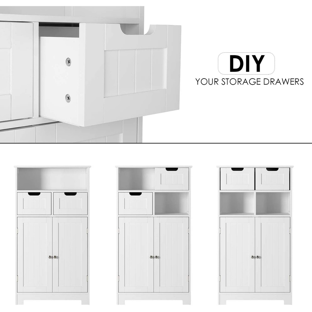 Homfa - Mueble de almacenamiento para el suelo del baño, armario de madera para ropa blanca con estante ajustable, organizador independiente para la oficina y la sala de estar, color blanco