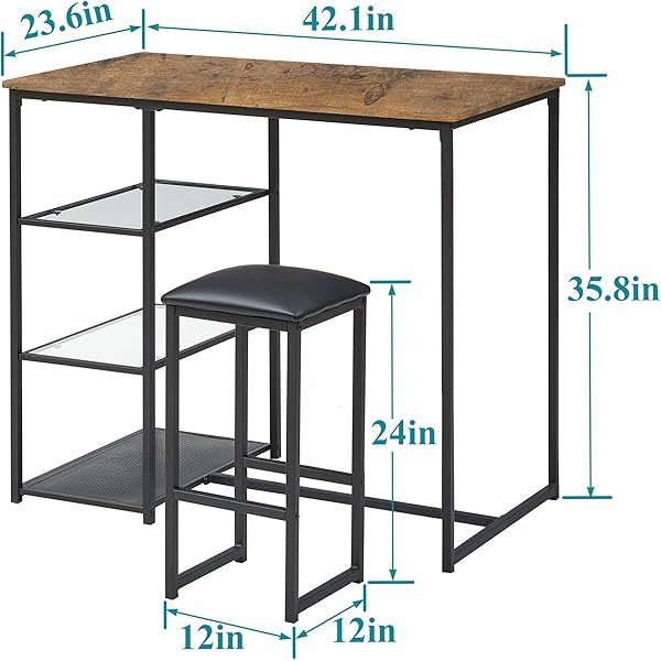juego de mesa de comedor con mesa de vidrio para 4, Negro