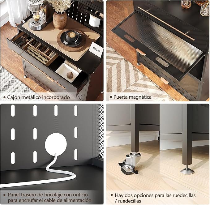 Armario de Cocina, Estante para Microondas, Gran Estante de Almacenaje de Cocina, DIY Creativo, con Ruedas de Freno, para Garaje, Despensa, Cocina, Hogar, Blanco 100×40×165cm