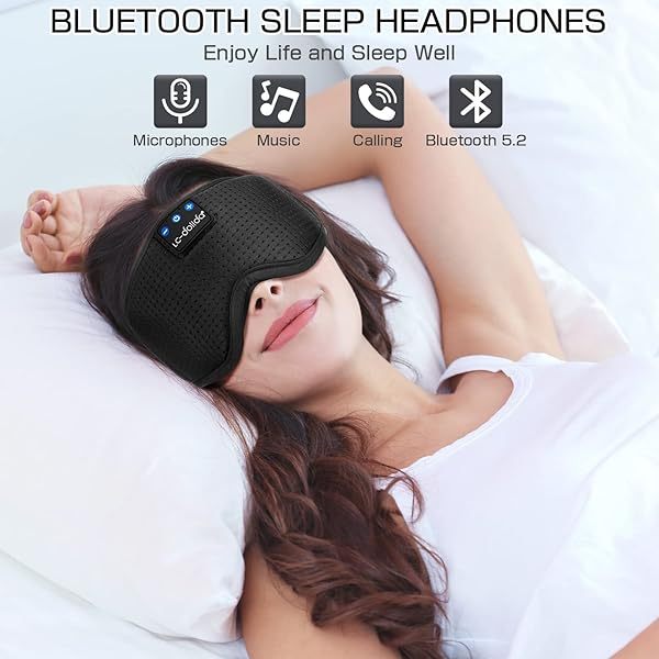 Auriculares para dormir, máscara para dormir 3D con Bluetooth, máscara para dormir con música inalámbrica, auriculares para dormir para quienes duermen de lado