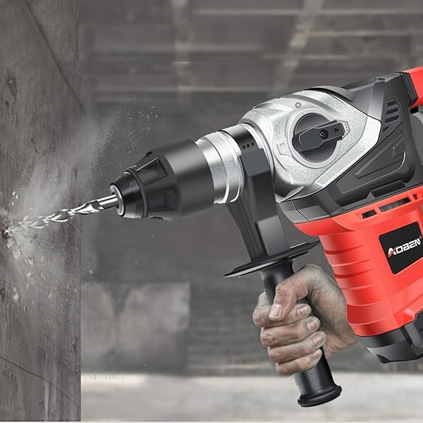 Taladro percutor rotativo con control de vibración y embrague de seguridad, martillo demoledor para hormigón, incluye 3 brocas, cinceles planos y puntiagudos, 13 amperios