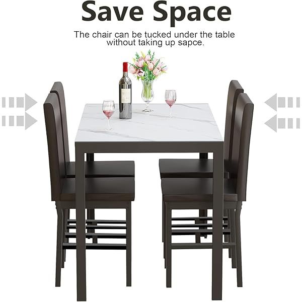 Juego de mesa de comedor para 4, 5 piezas de mármol DiningTableSet
