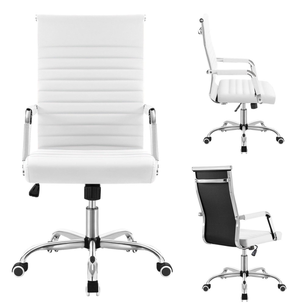 Silla de Trabajo con Brazos - Piel Imitación Cuero - Ideal para Oficina/Reuniones