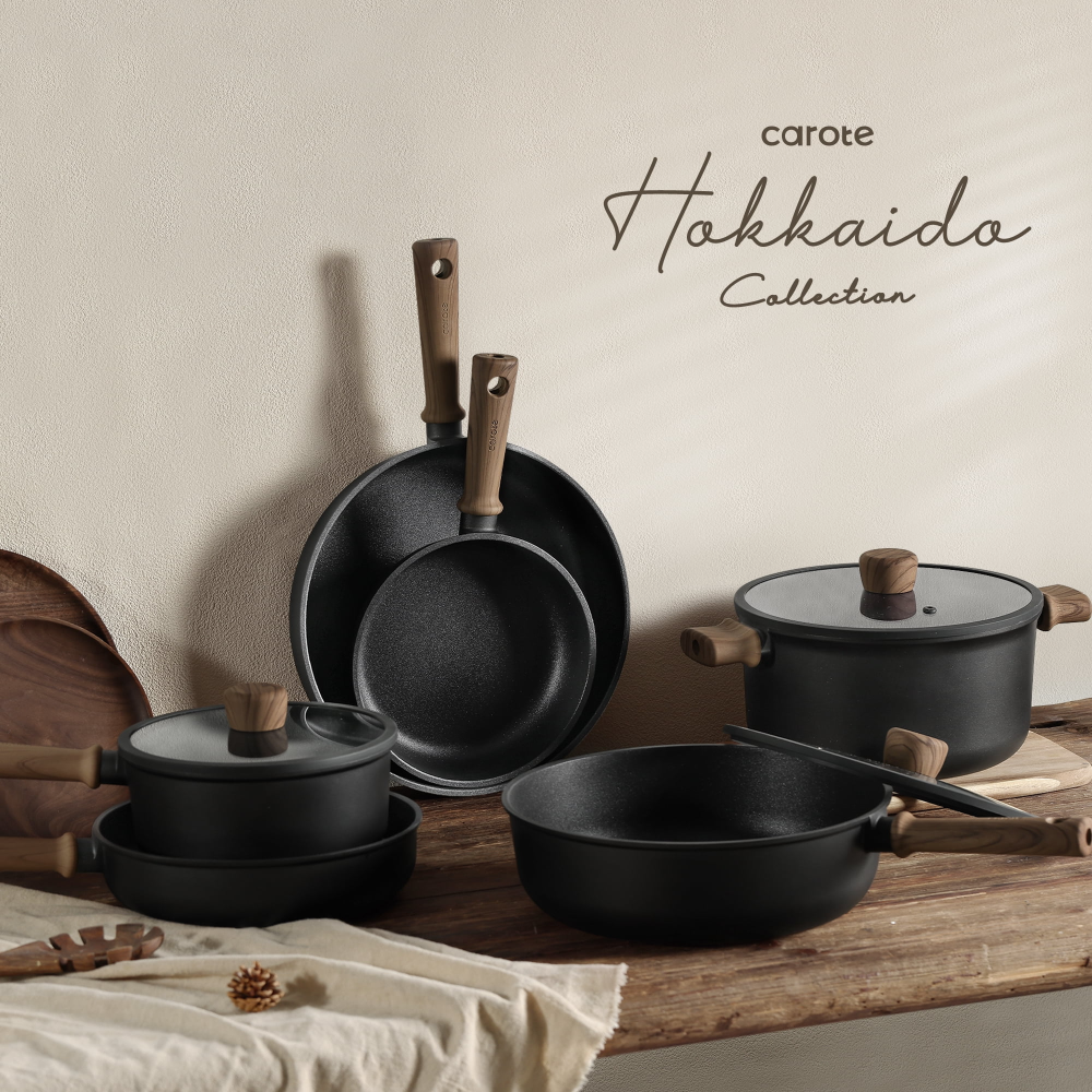 Juegos de utensilios de cocina antiadherentes, juego de 15 ollas y sartenes antiadherentes de granito, utensilios de cocina de inducción, color negro