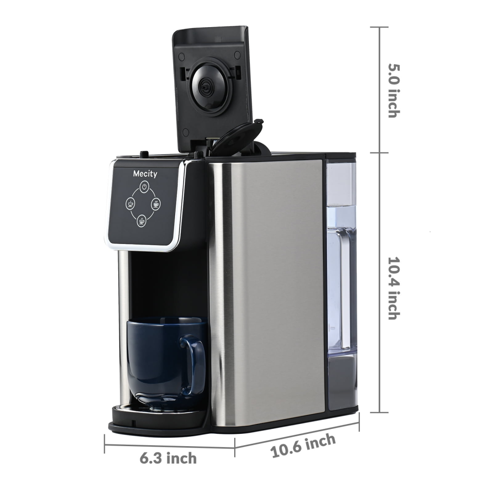 Cafetera monodosis 3 en 1, compatible con cápsulas en polvo, 120 V, depósito de agua de 50 oz, descalcificadora de té, color negro