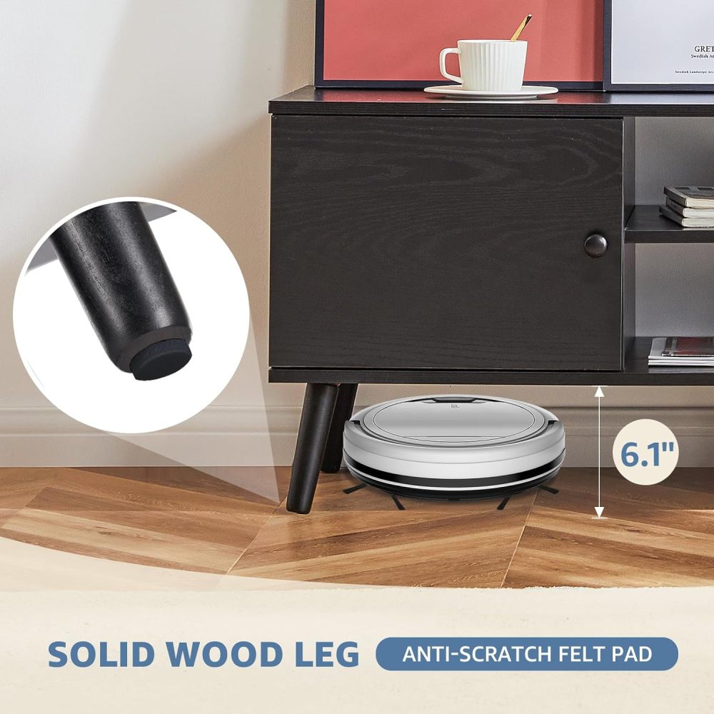Soporte de TV para TV de 55 a 60 Pulgadas, Centro de Entretenimiento con clóset de Almacenamiento, Mesa Moderna de Consola Multimedia de Mediados de Siglo, bisagra Ajustable, Muebles de