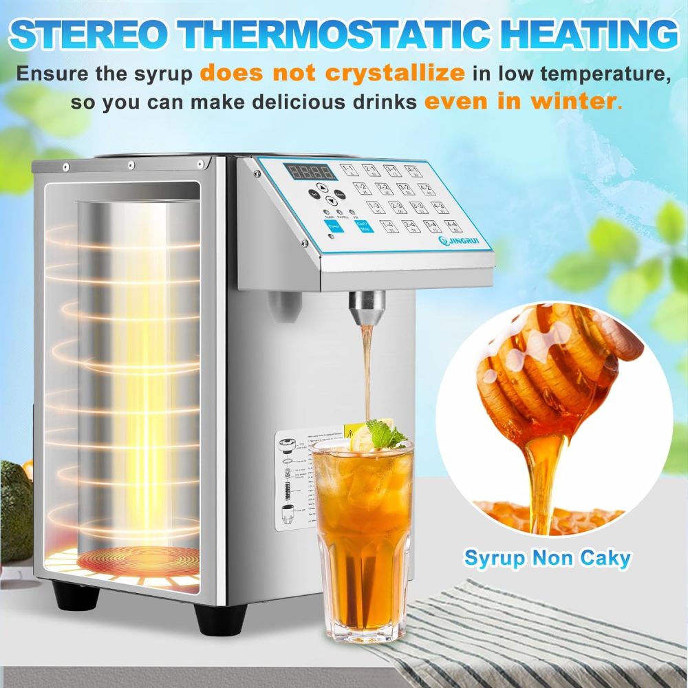 Dispensador de fructosa, 8.5L 110V 16Groups, máquina de fructosa de acero inoxidable cepillado, máquina dispensadora de jarabe