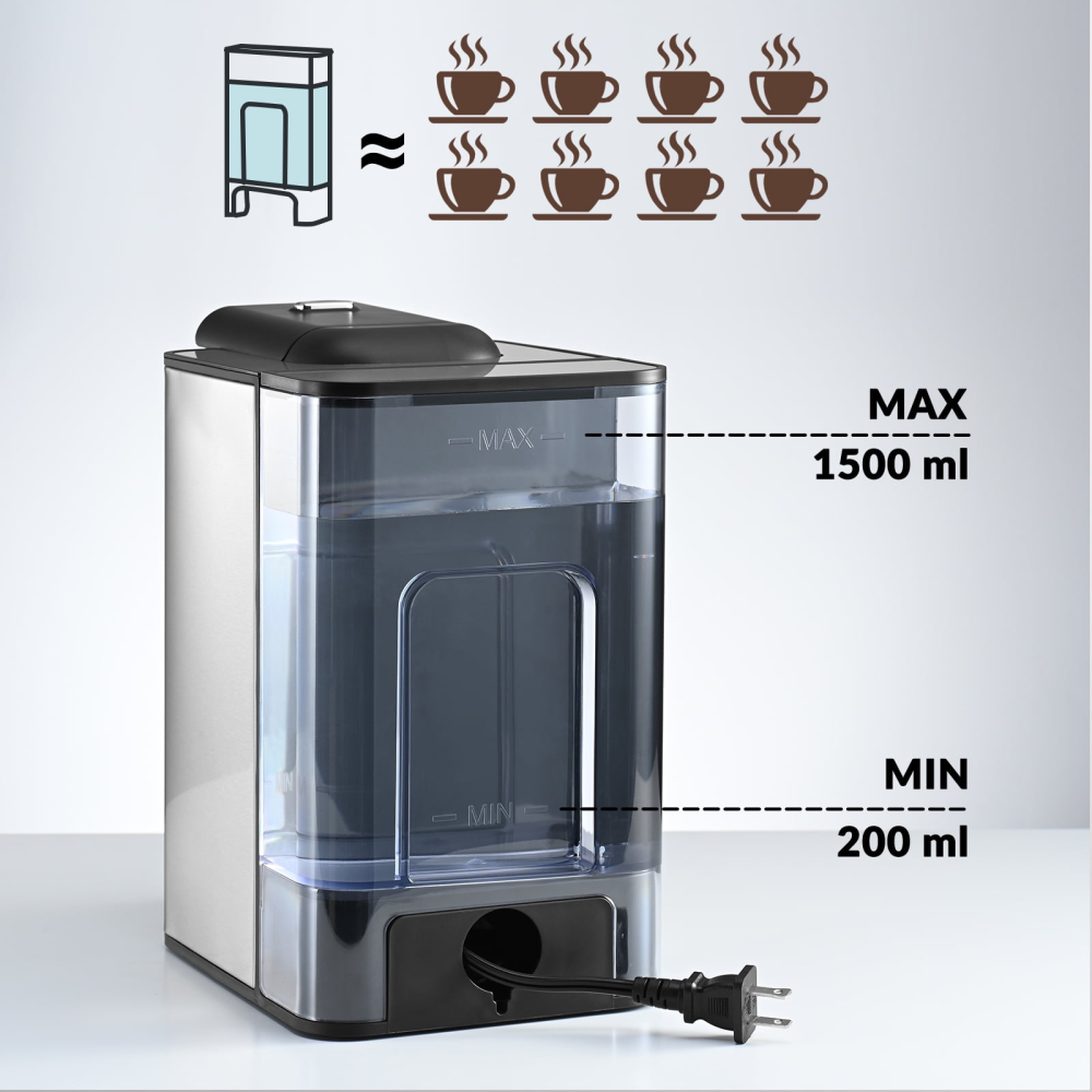 Cafetera monodosis 3 en 1, compatible con cápsulas en polvo, 120 V, depósito de agua de 50 oz, descalcificadora de té, color negro