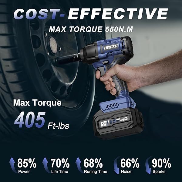 Juego de taladro de impacto eléctrico o herramientas con llave de impacto inalámbrica de 1/2 pulgada y 405 ft-lbs (550 Nm)