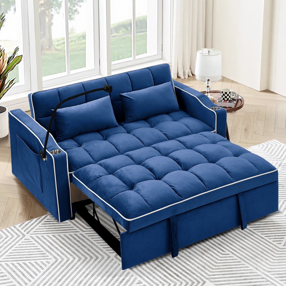 Sofá Cama Convertible 3 en 1, Loveseat Cama Nido con Soporte para Teléfono
