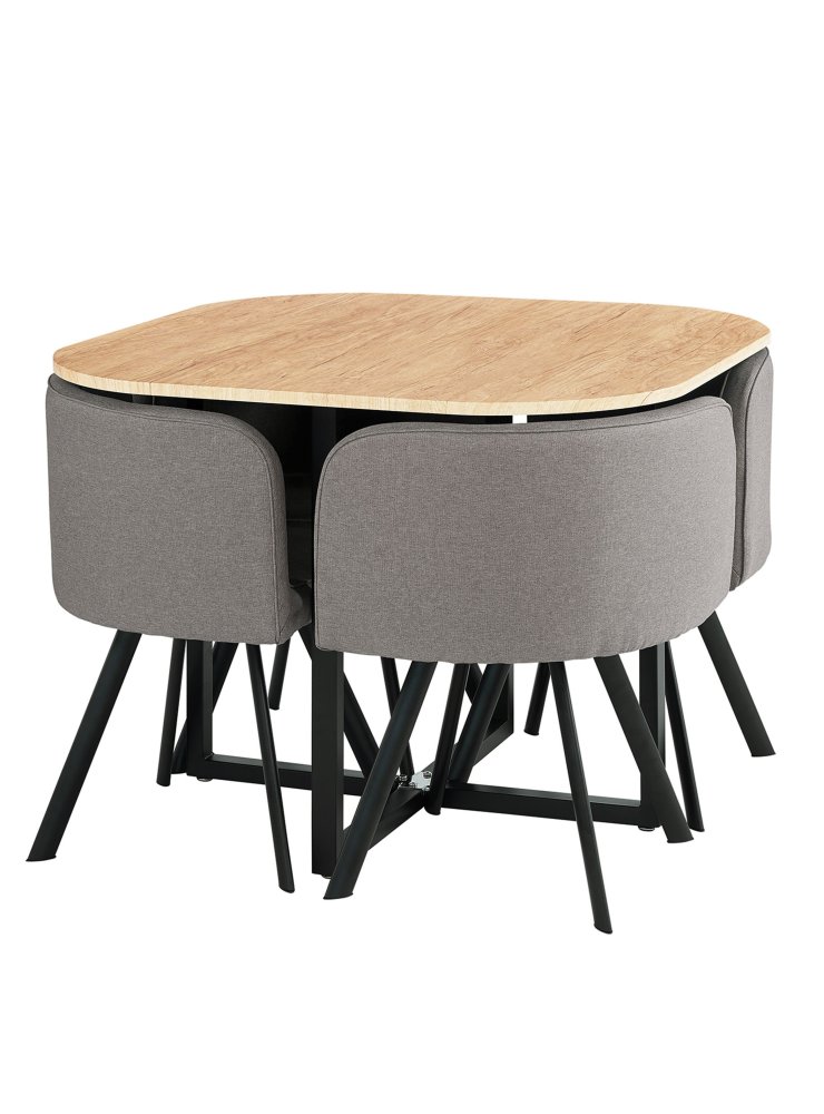 Juego de Comedor Nat + 4 Sillas Gris