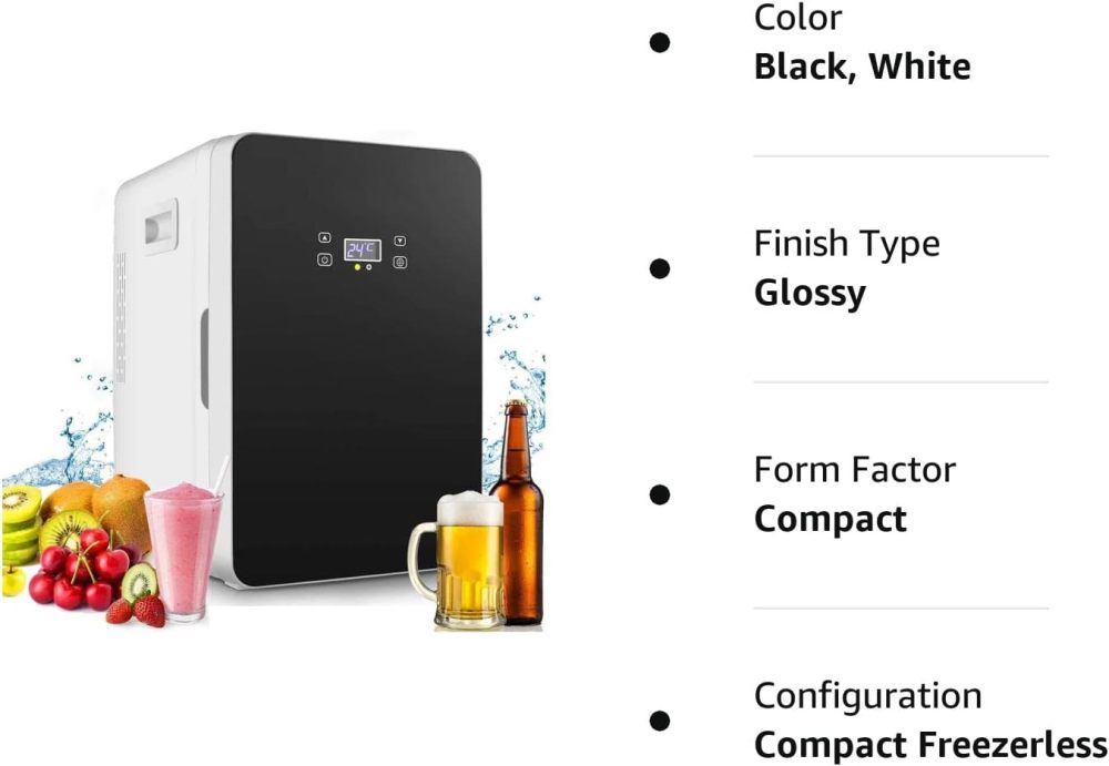 Mini nevera de 20 litros, mini congelador, enfriador compacto de gran capacidad y calentador con visualización de termostato digital y control de temperatura
