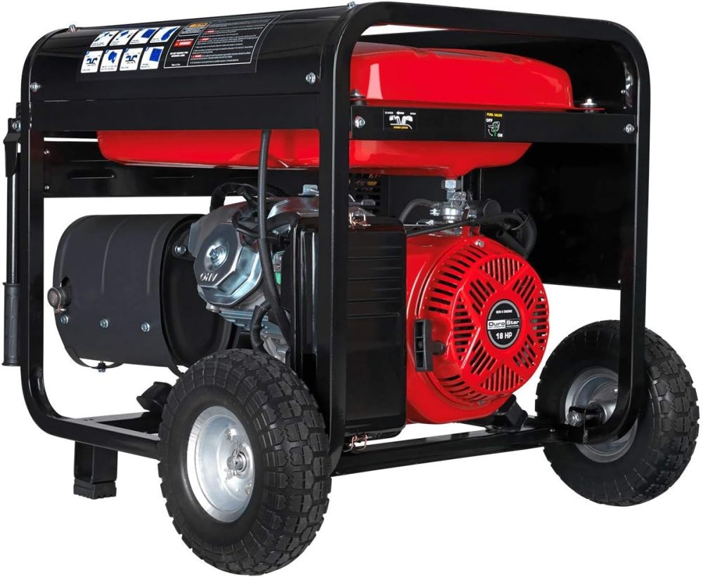 DS10000EH Generador portátil de Doble Combustible, 10000 W, Arranque eléctrico, Respaldo en casa y Listo para RV, Aprobado por 50 Estados, Rojo/Negro