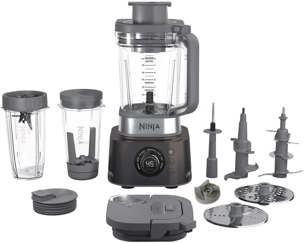 Licuadora de Uso Profesional, 7 Funciones en 1, Procesador de Alimentos y Extractor de Nutrientes, 3 Cuchillas, 2 Tapas, 2 Termos y 2 Extractores de Nutrientes CO401B