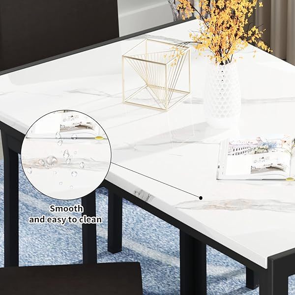 Juego de mesa de comedor para 4, 5 piezas de mármol DiningTableSet
