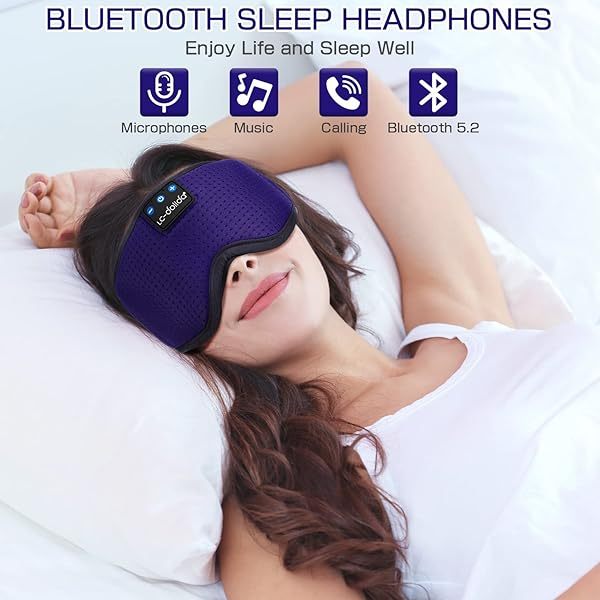 Auriculares para dormir, máscara para dormir 3D con Bluetooth, máscara para dormir con música inalámbrica, auriculares para dormir para quienes duermen de lado