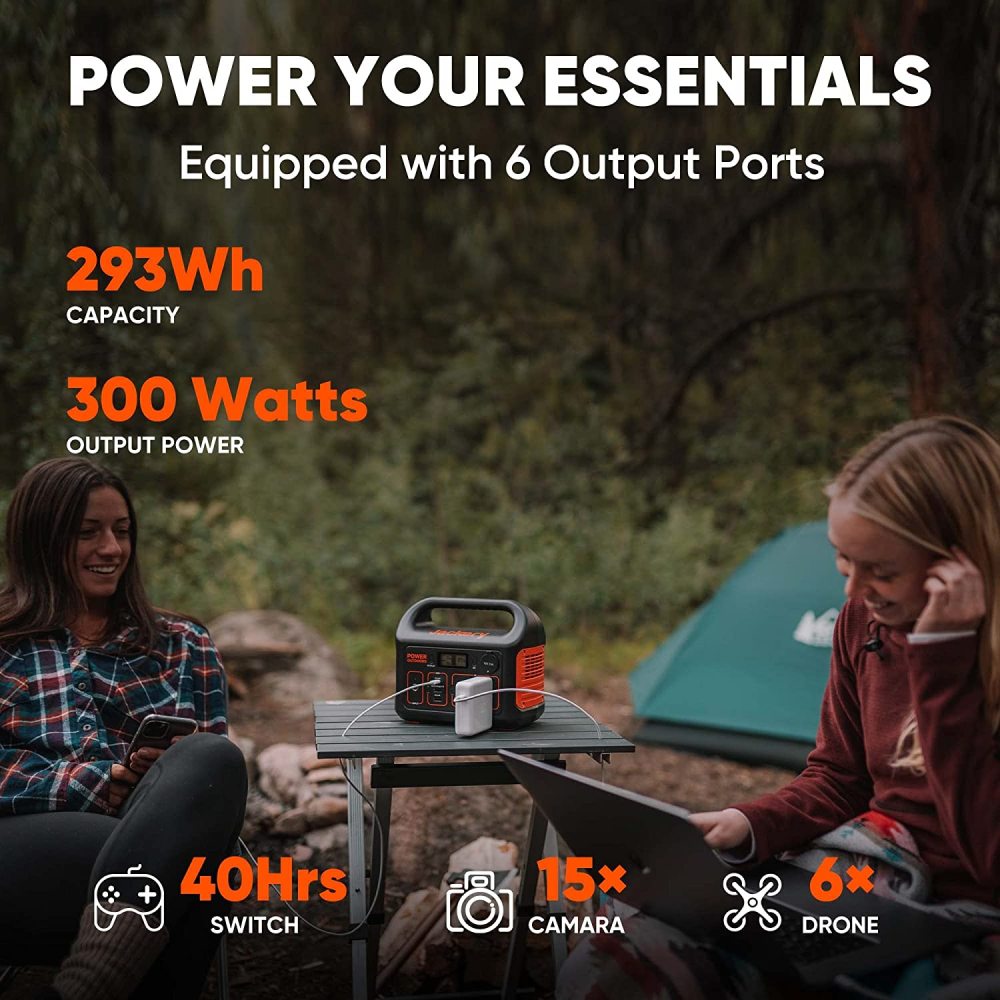 Central eléctrica portátil Explorer 300, batería de litio de respaldo de 293 Wh, toma de corriente alterna de onda sinusoidal pura de 110 V/300 W, generador solar