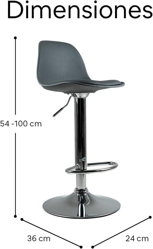Juego de 4 Sillas para Bar con Reposapiés y Respaldo Medio | Taburetes Giratorios para Barra, Restaurantes, cocinas, con Altura Ajustable, Cómodas y Acolchadas(Negro1)