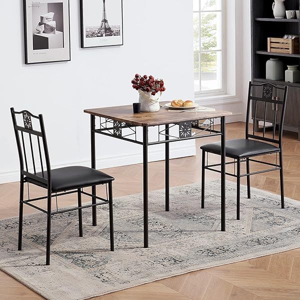 juego de mesa de comedor con mesa de vidrio para 4, Negro