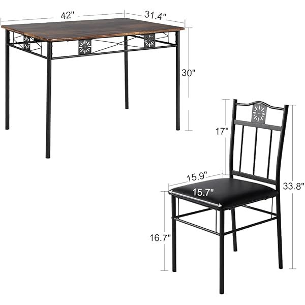 juego de mesa de comedor con mesa de vidrio para 4, Negro