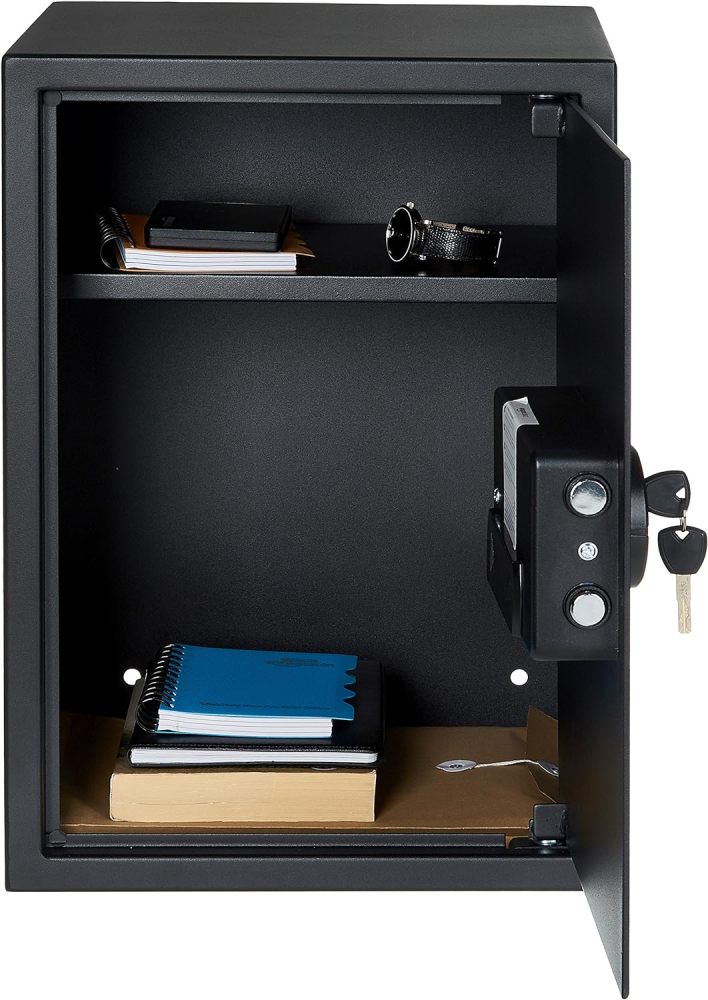 Caja fuerte de seguridad para el hogar de acero con teclado programable, documentos seguros, joyas, objetos de valor, 1.52 pies cúbicos, 13.8 x 13 x 16.5 pulgadas, color negro