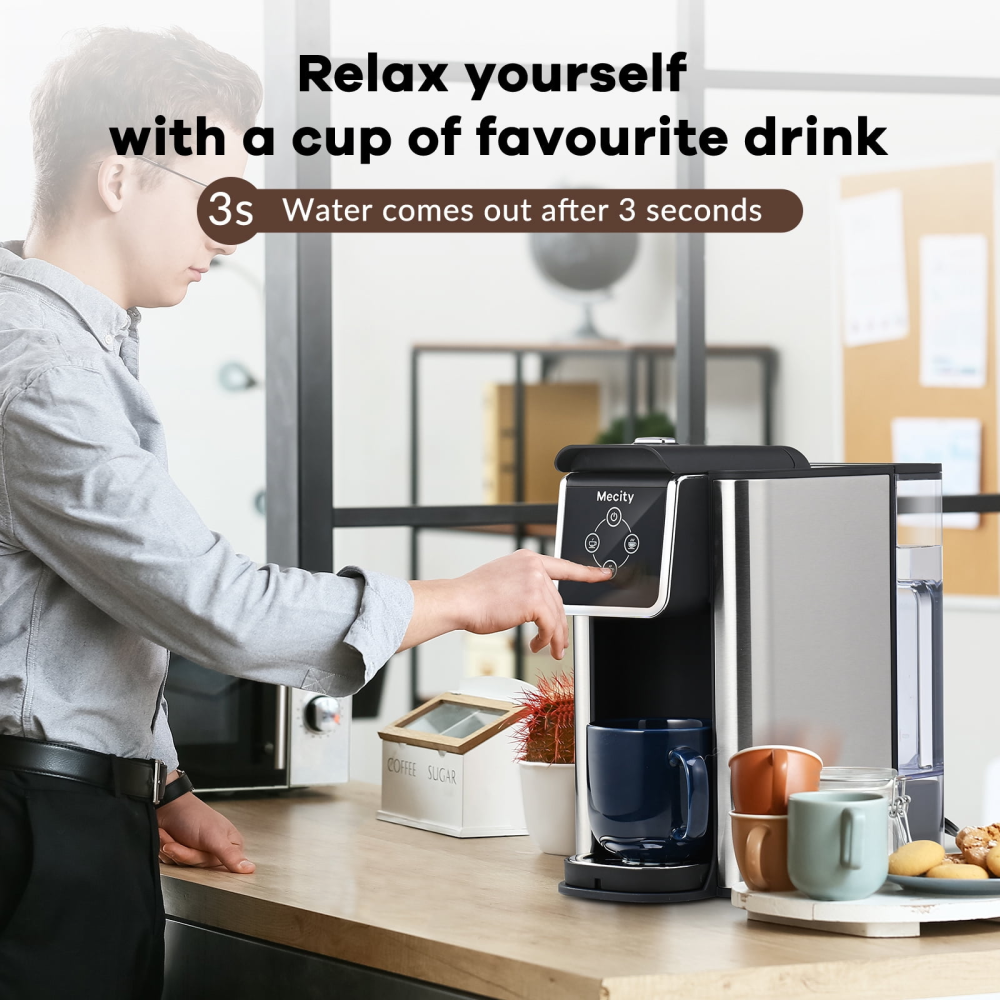 Cafetera monodosis 3 en 1, compatible con cápsulas en polvo, 120 V, depósito de agua de 50 oz, descalcificadora de té, color negro