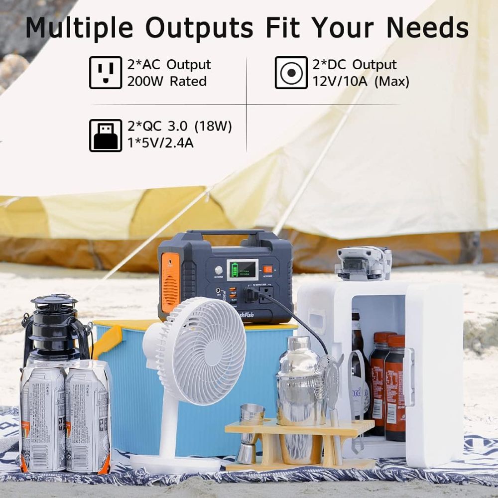 Estación de energía portátil de 200 W, 40800 mAh generador solar con salida de 110 V CA, 2 puertos CC, 3 puertos USB, fuente de alimentación de batería de reserva para CPAP Ventajas al aire última intervensión, viaje, campamento, emergencia.