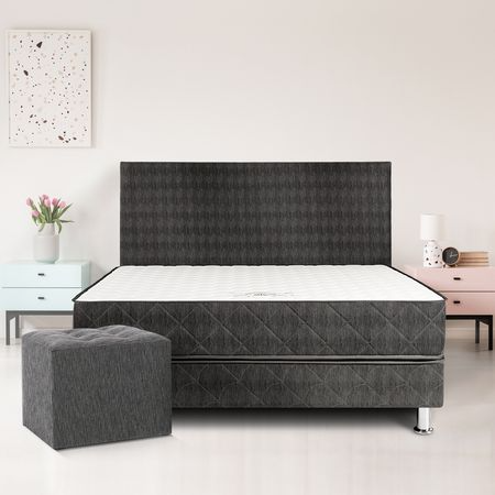 Dormitorio  Lifestyles 2 Plazas Charcol C/Puff + 2 Almohadas + 1 Protector