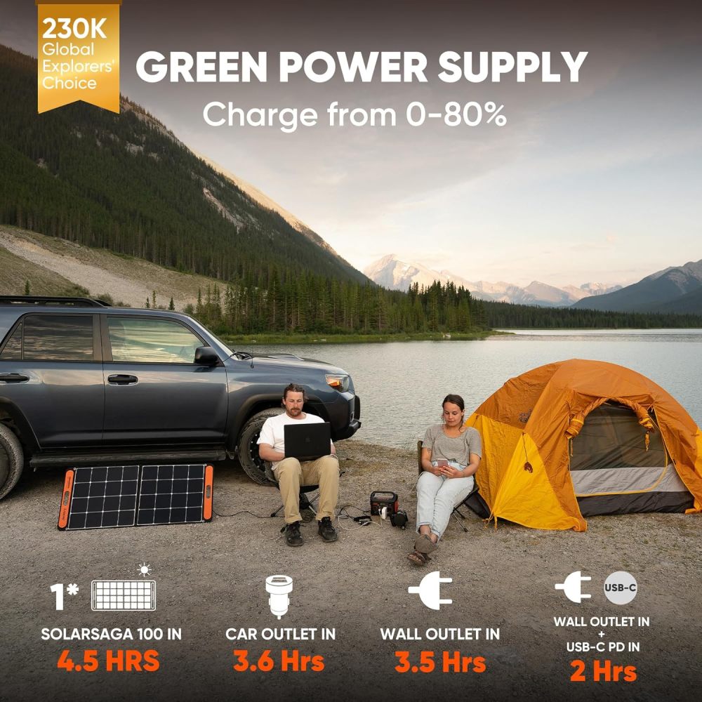 Central eléctrica portátil Explorer 300, batería de litio de respaldo de 293 Wh, toma de corriente alterna de onda sinusoidal pura de 110 V/300 W, generador solar