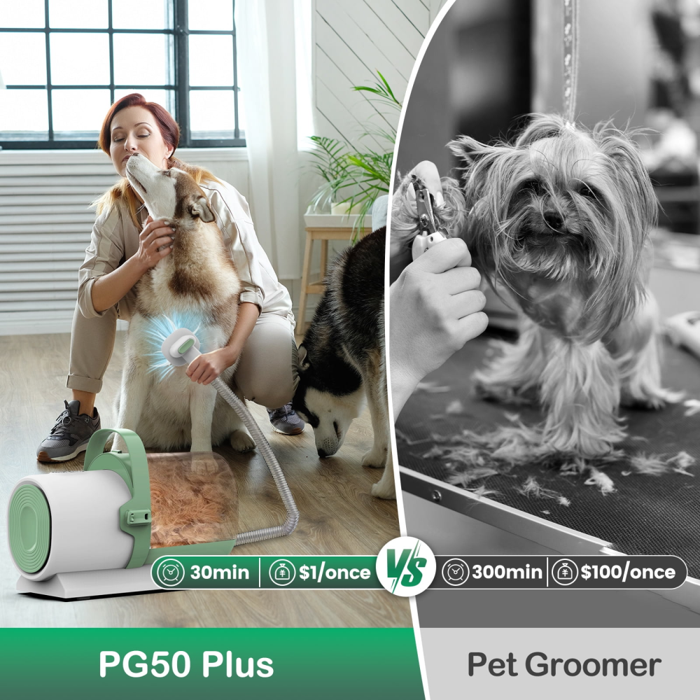 Aspiradora para mascotas PG50 Plus con depósito para polvo de 2,5 l, succión de 11 000 Pa, 7 herramientas de aseo para perros y gatos