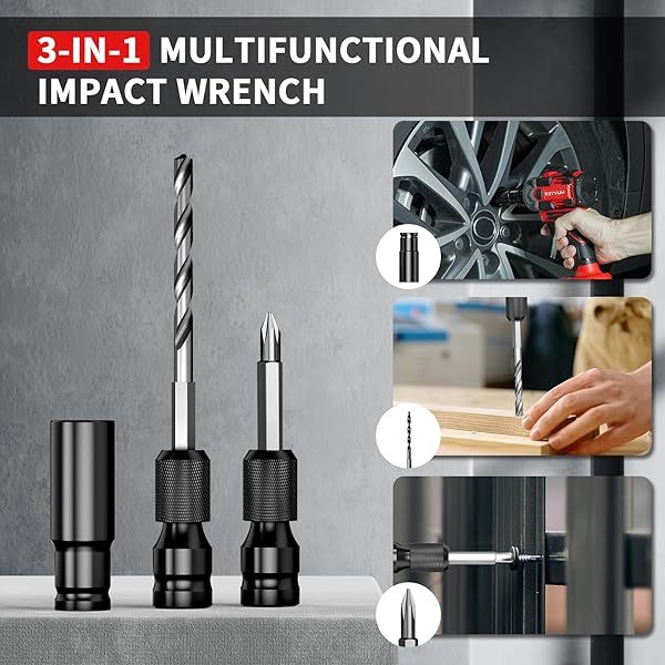 Llave de impacto, pistola de impacto de 1/2", destornillador de impacto eléctrico con par máximo de 320 ft-lb (430 Nm), llave de impacto inalámbrica