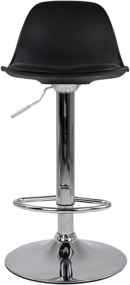 Juego de 4 Sillas para Bar con Reposapiés y Respaldo Medio | Taburetes Giratorios para Barra, Restaurantes, cocinas, con Altura Ajustable, Cómodas y Acolchadas(Negro1)
