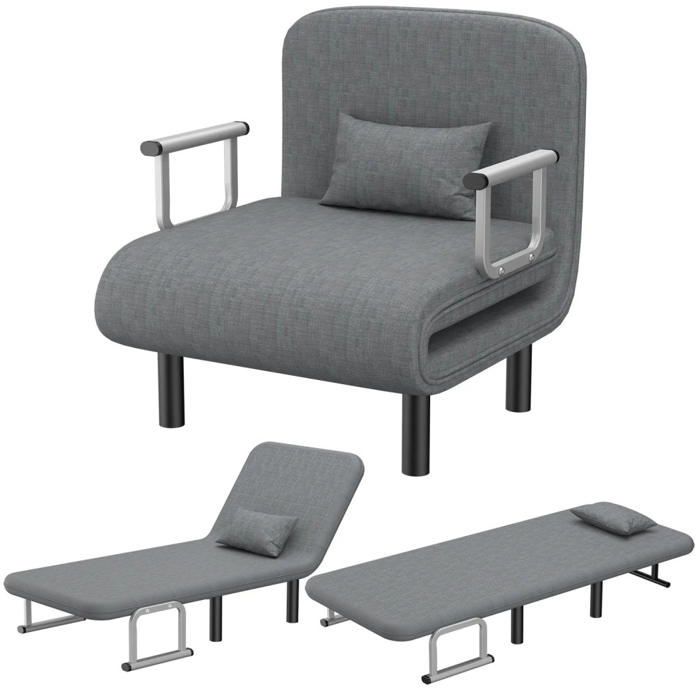 Sillón Sofá Cama Plegable Gris