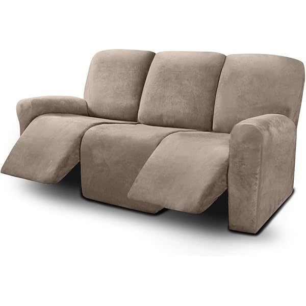 Fundas de sofá reclinables de terciopelo de 8 piezas, fundas elásticas para sofá reclinable de 3 cojines, fundas para sofá reclinable, muebles